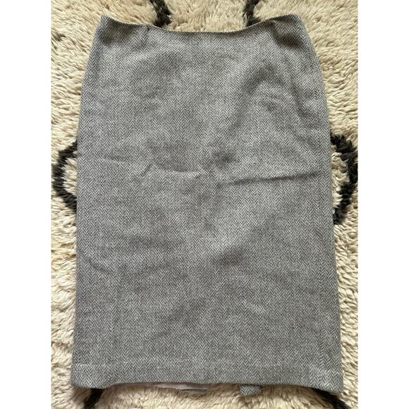 LAUREN RALPH LAUREN Pencil Skirt wool S12 Classic Herringbone Lined Career gray - Picture 1 of 13
